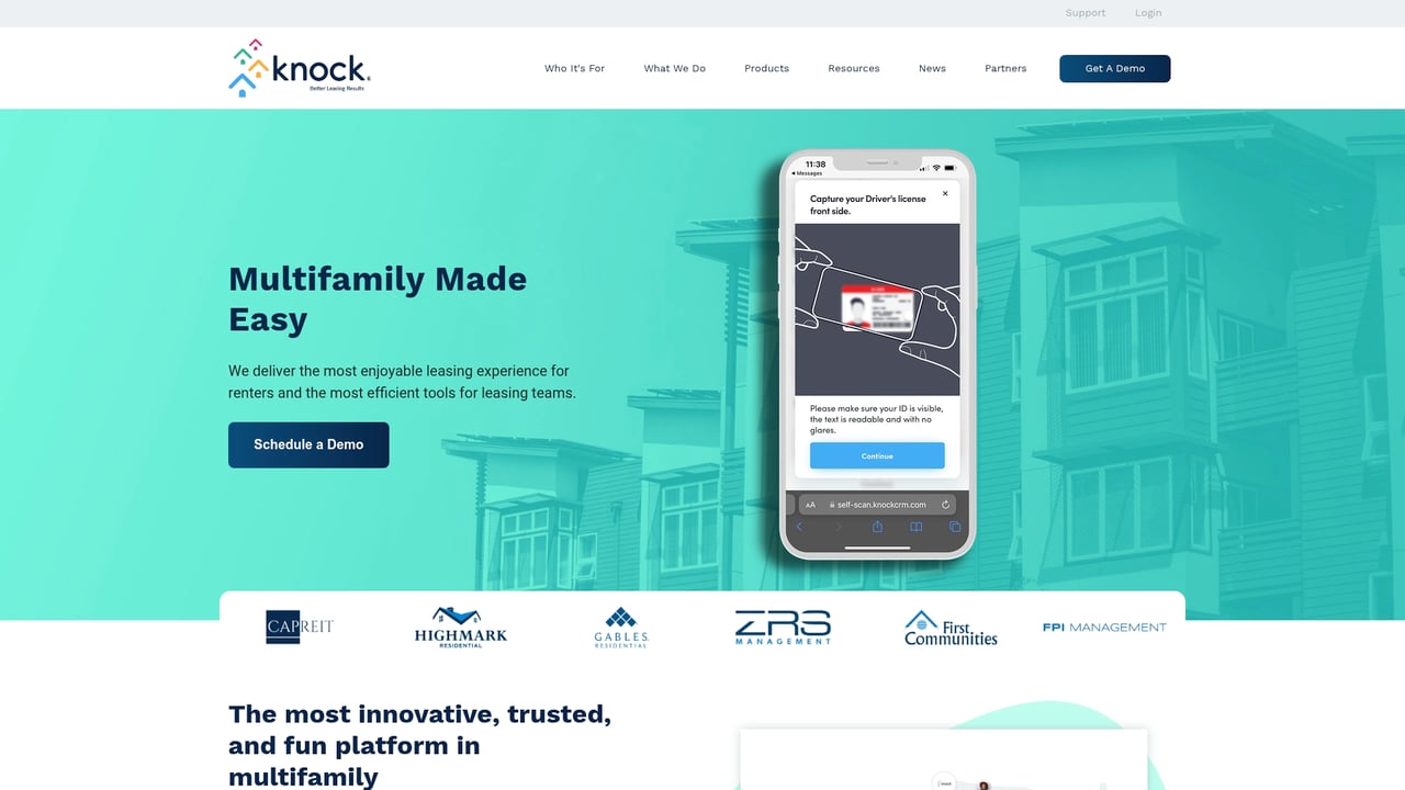 Screenshot of Knock website