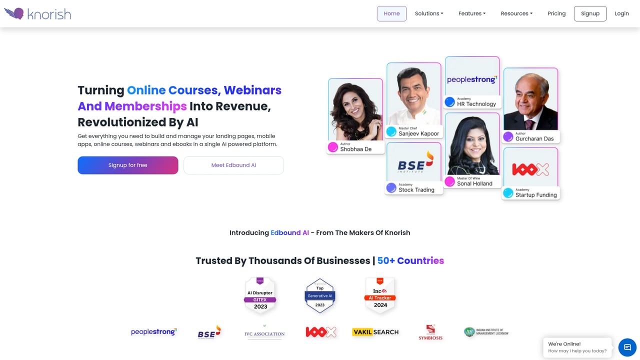 Screenshot of Knorish website