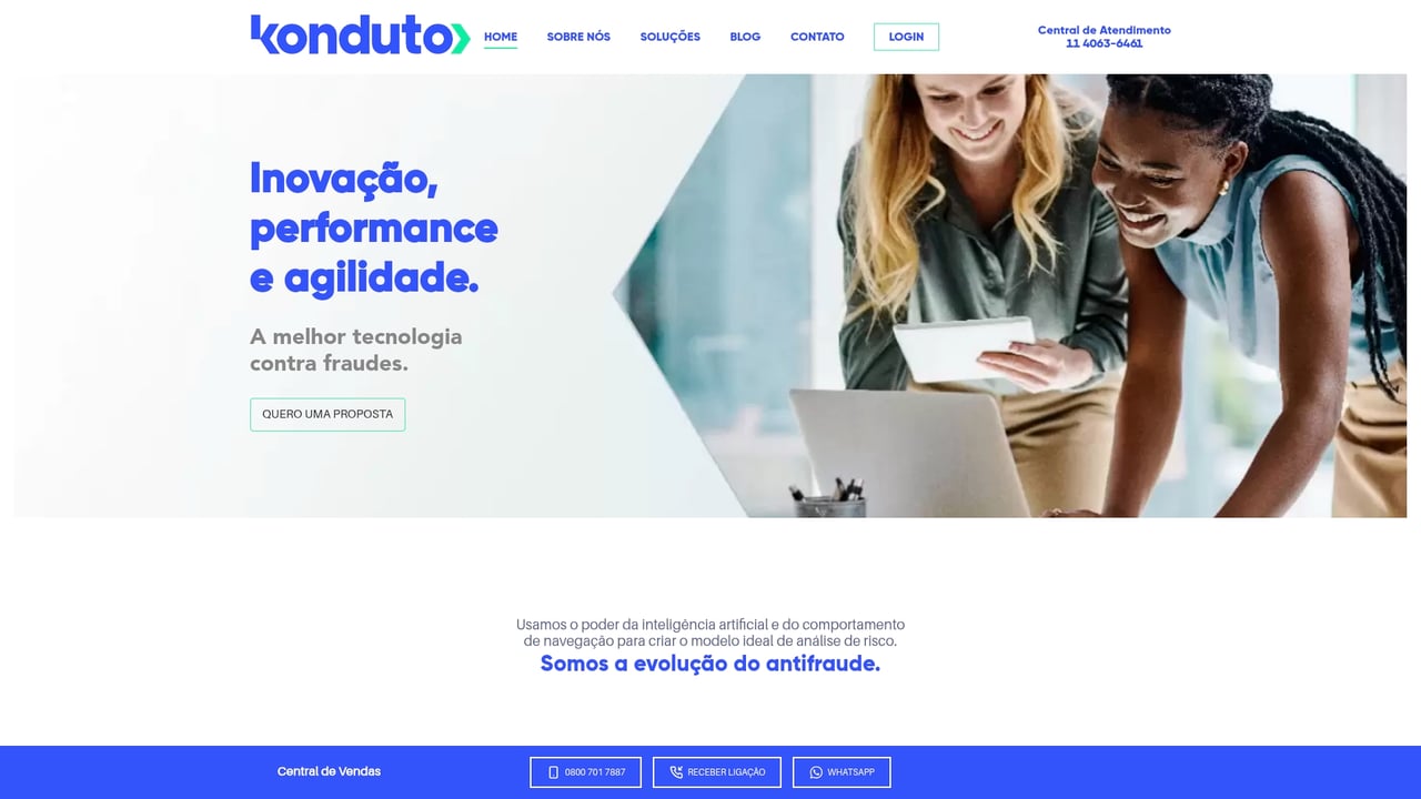 Screenshot of Konduto website