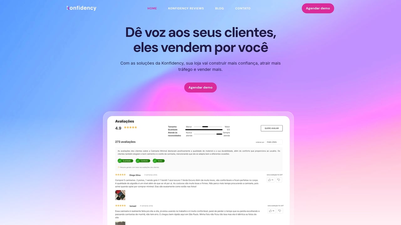 Screenshot of Konfidency Reviews website