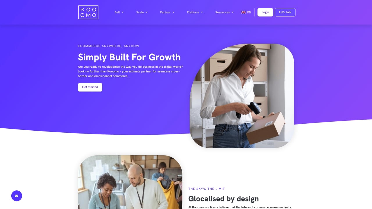 Screenshot of Kooomo website