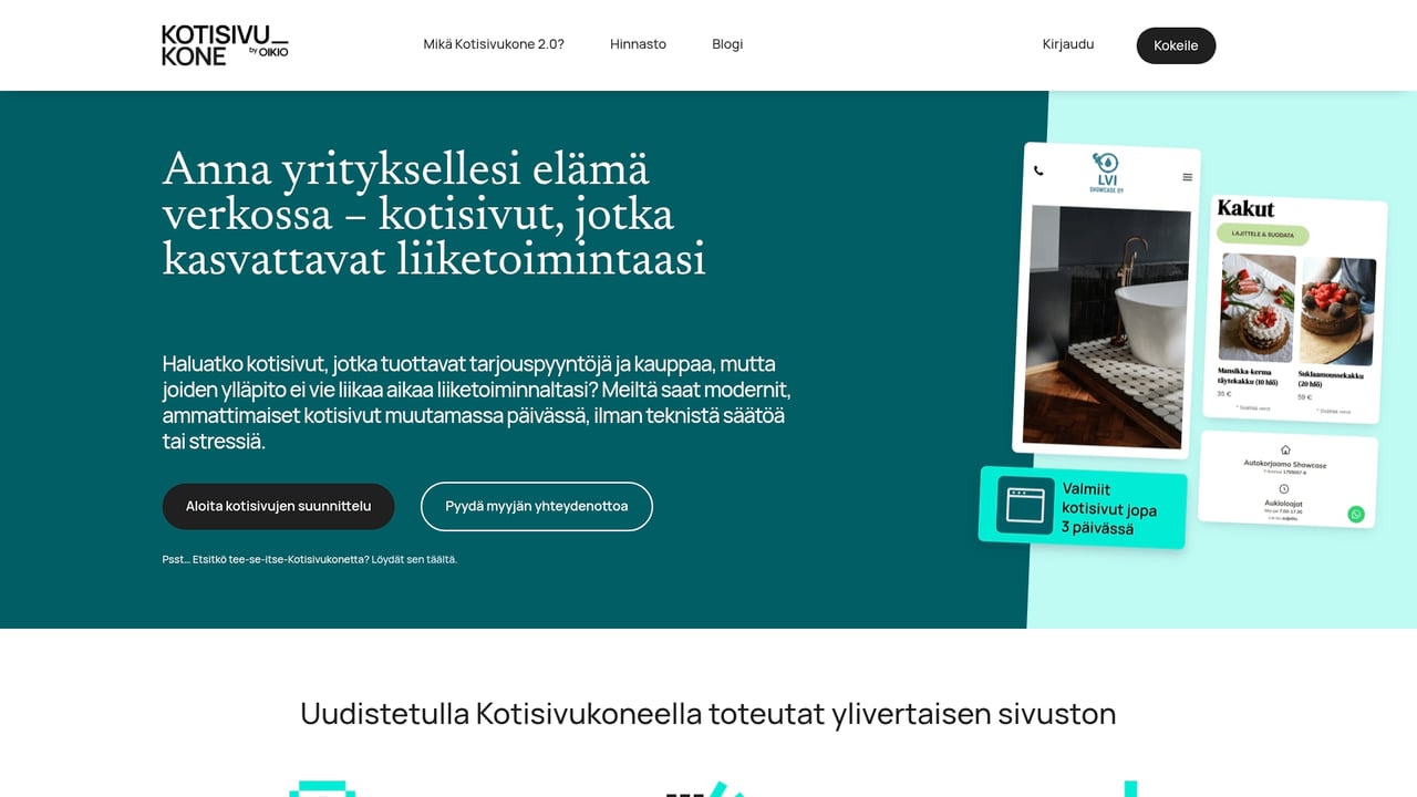 Screenshot of Kotisivukone website