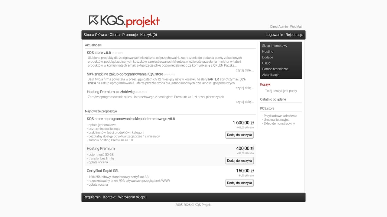 Screenshot of KQS.store website