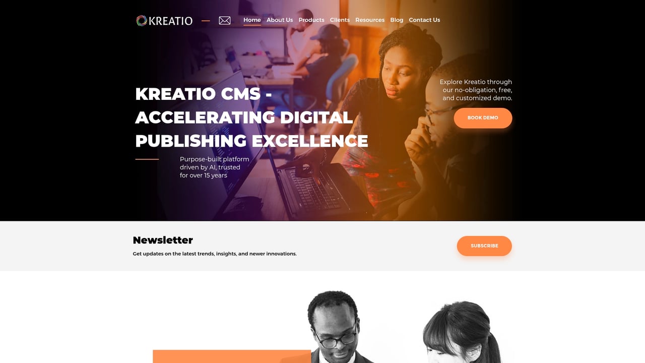 Screenshot of Kreatio website