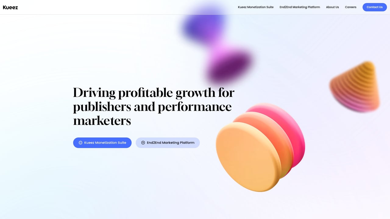 Screenshot of Kueez website