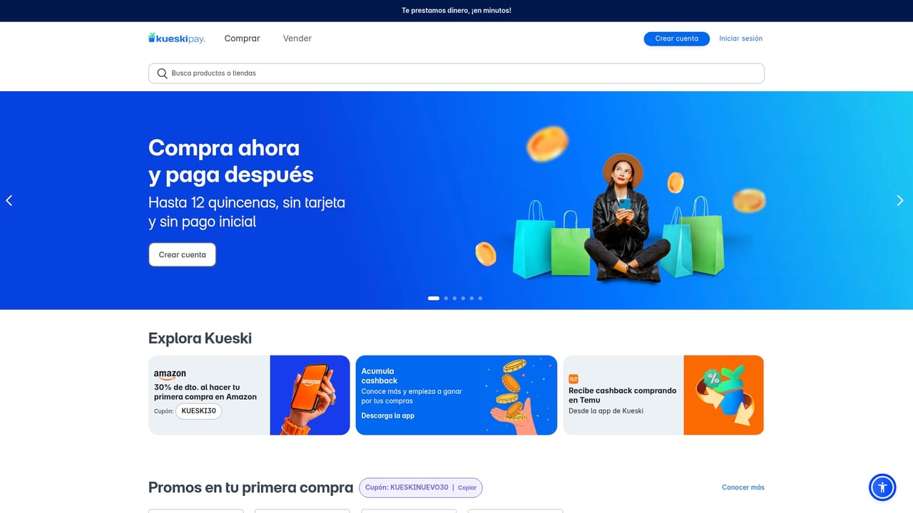 Screenshot of KueskiPay website