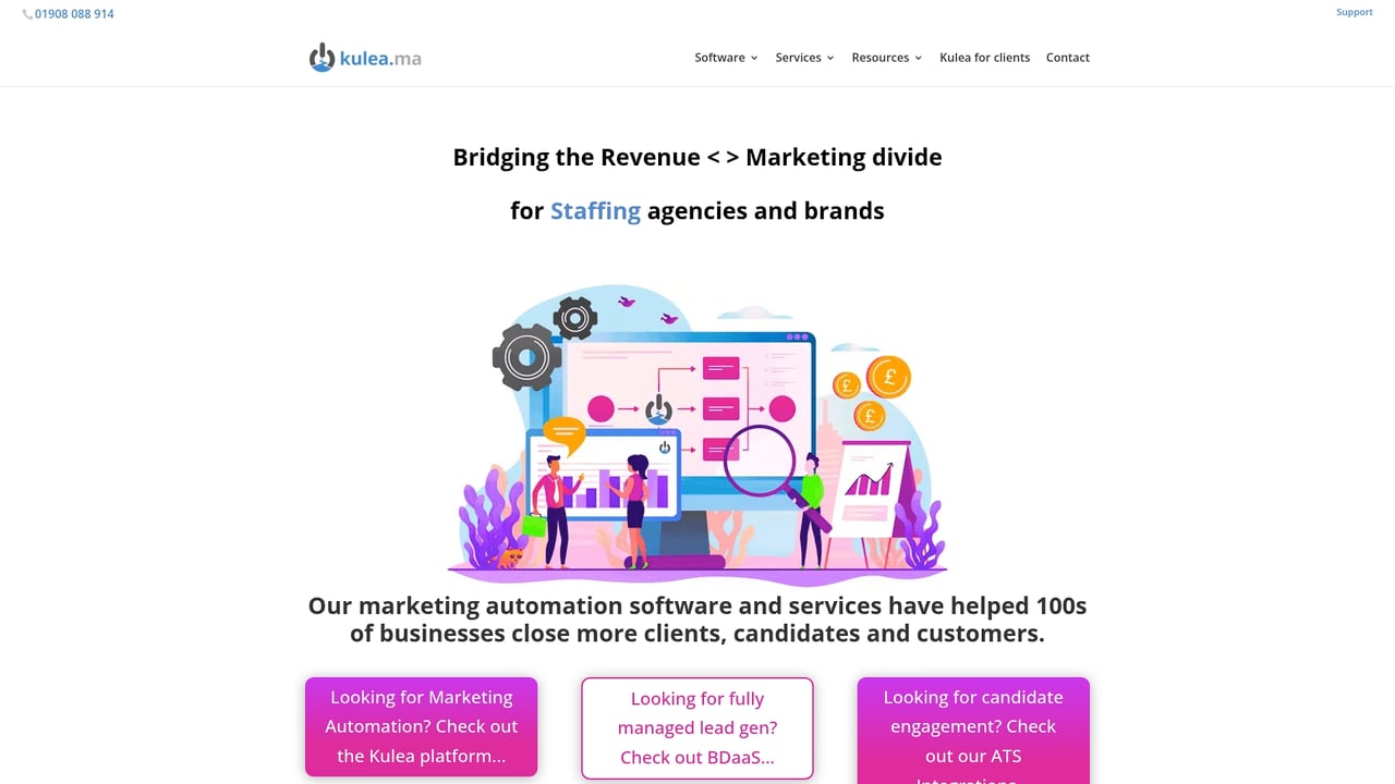 Screenshot of Kulea Marketing website