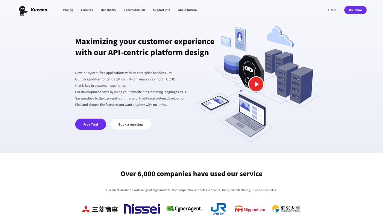 Screenshot of Kuroco website