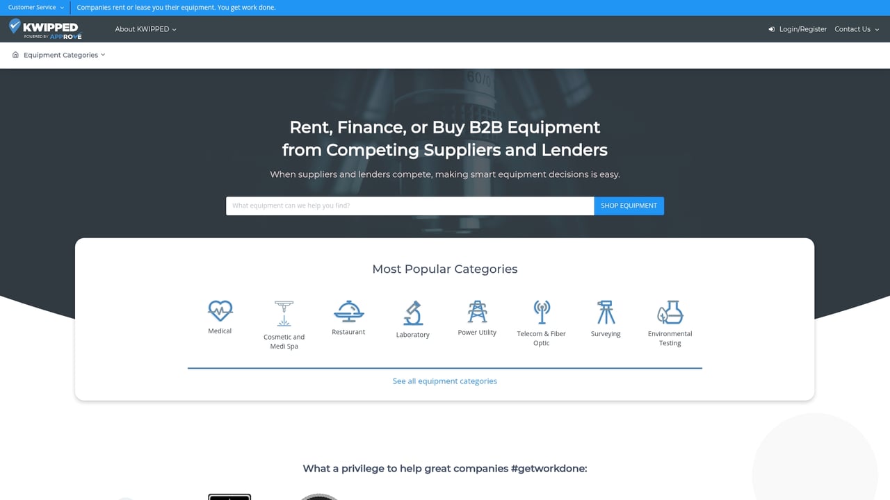 Screenshot of Kwipped website