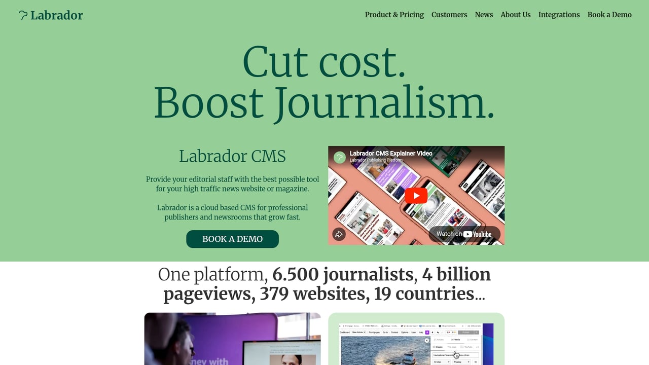 Screenshot of Labrador CMS website