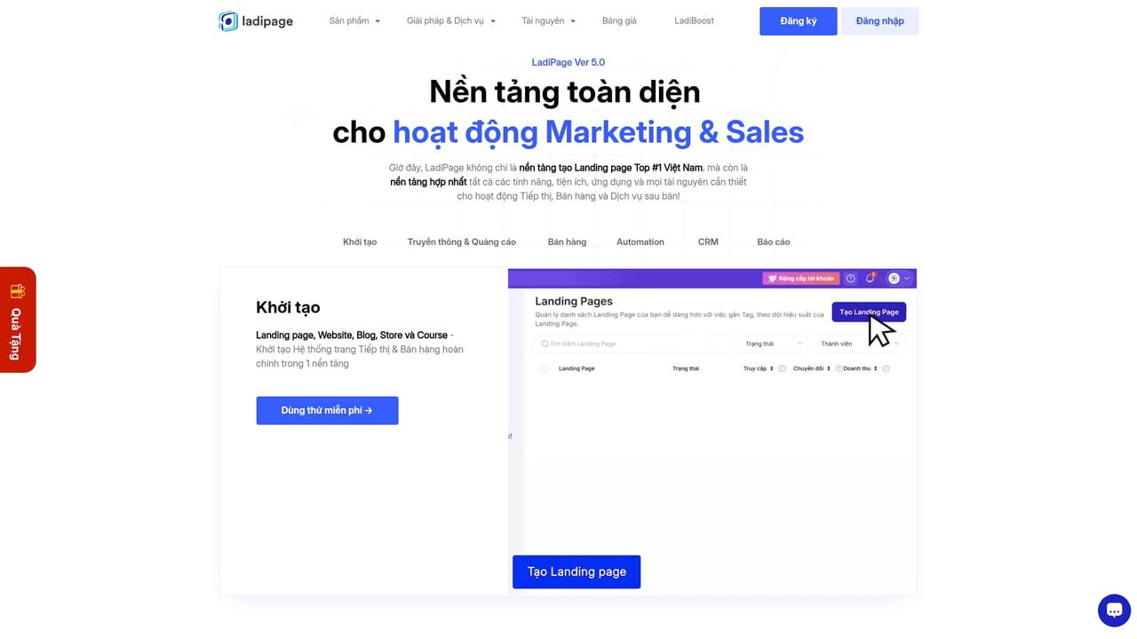 Screenshot of Ladipage website