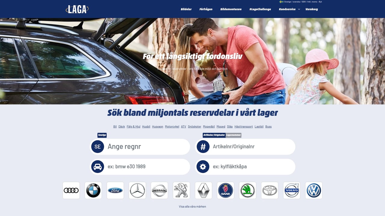 Screenshot of Laga Widget website