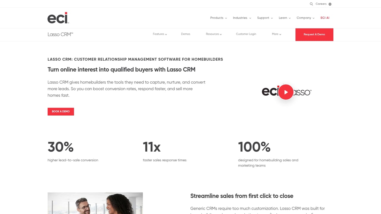 Screenshot of Lasso CRM website