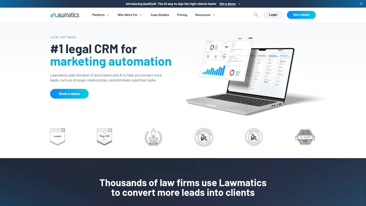 Screenshot of Lawmatics website
