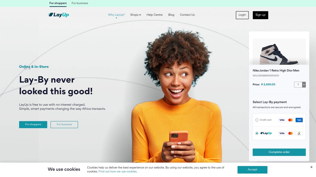 Screenshot of LayUp website