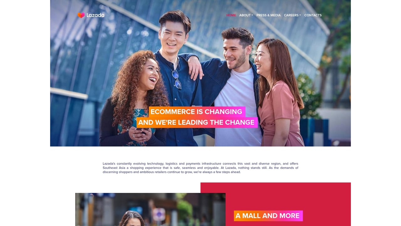 Screenshot of Lazada website