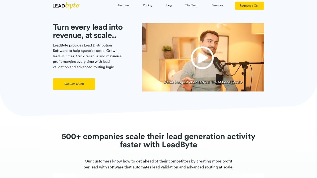 Screenshot of LeadByte website