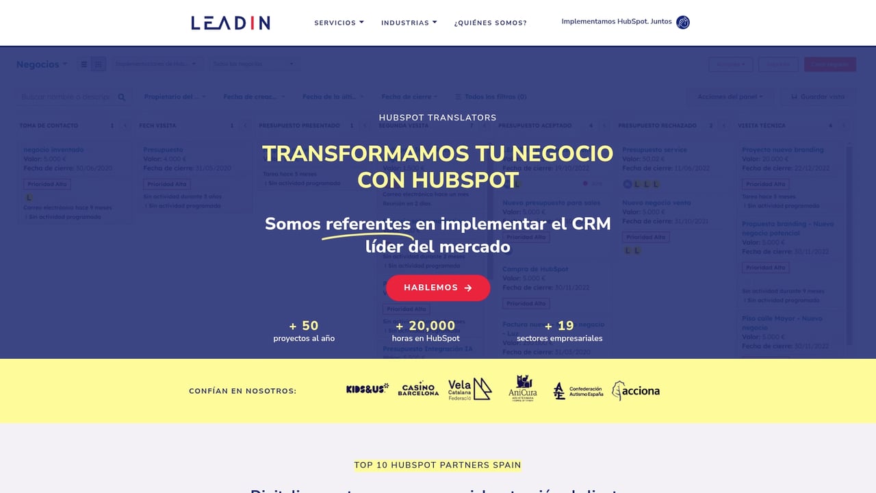 Screenshot of LEADIN website