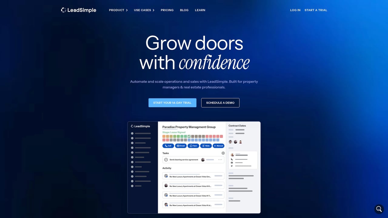 Screenshot of LeadSimple website