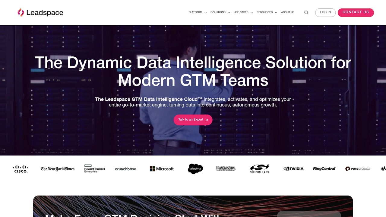 Screenshot of Leadspace website