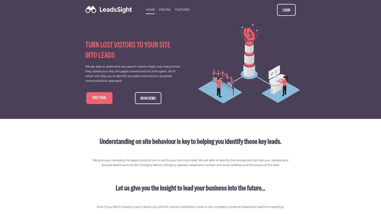 Screenshot of LeadsSight website
