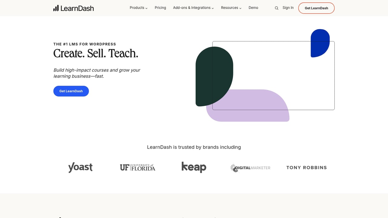 Screenshot of LearnDash website