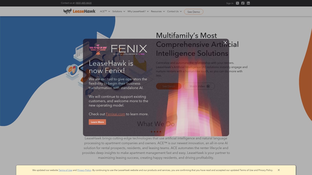 Screenshot of LeaseHawk website