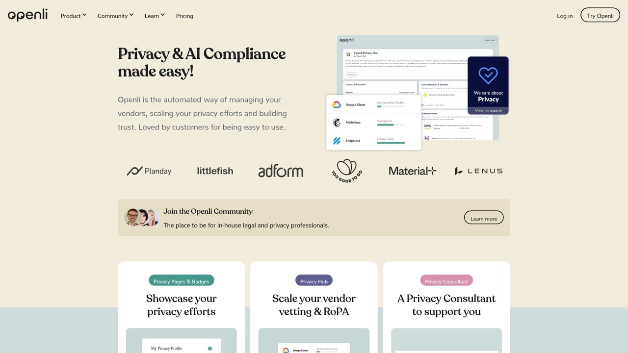 Screenshot of Legal Monster website