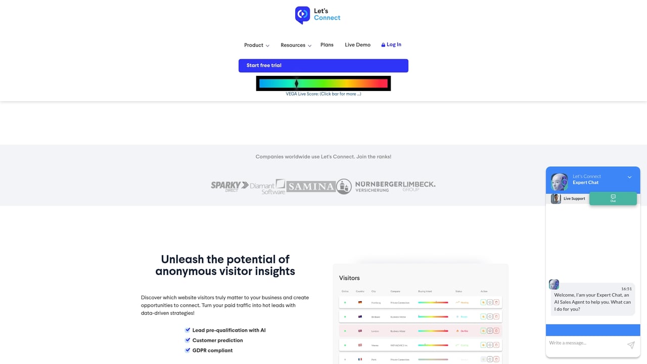 Screenshot of Let's Connect website