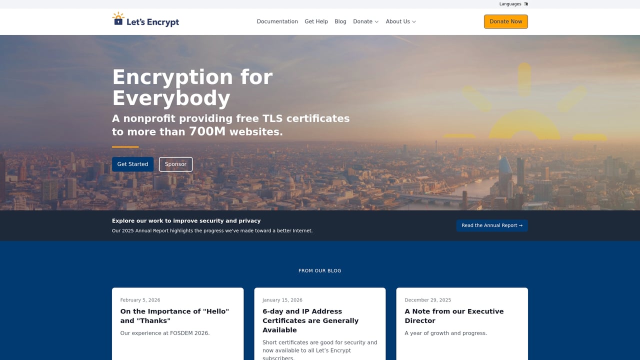 Screenshot of Let's Encrypt website