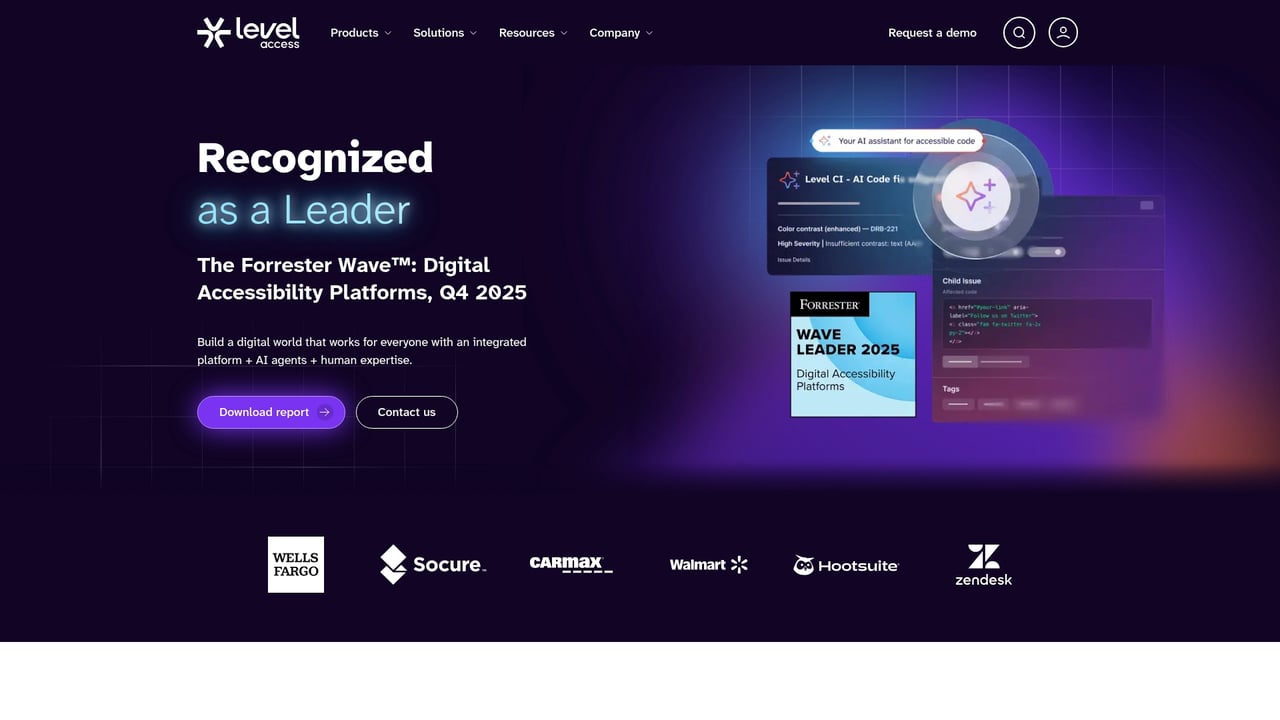 Screenshot of Level Access website