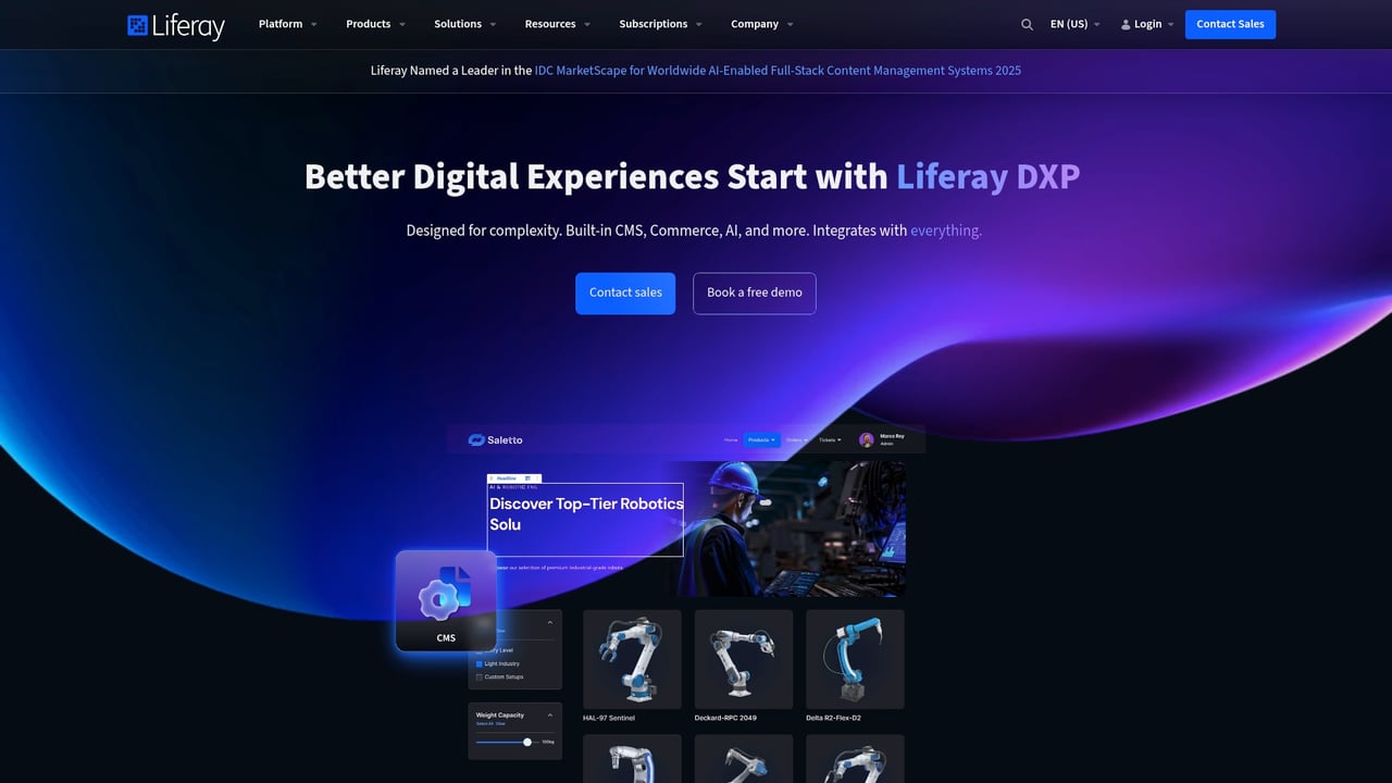 Screenshot of Liferay website