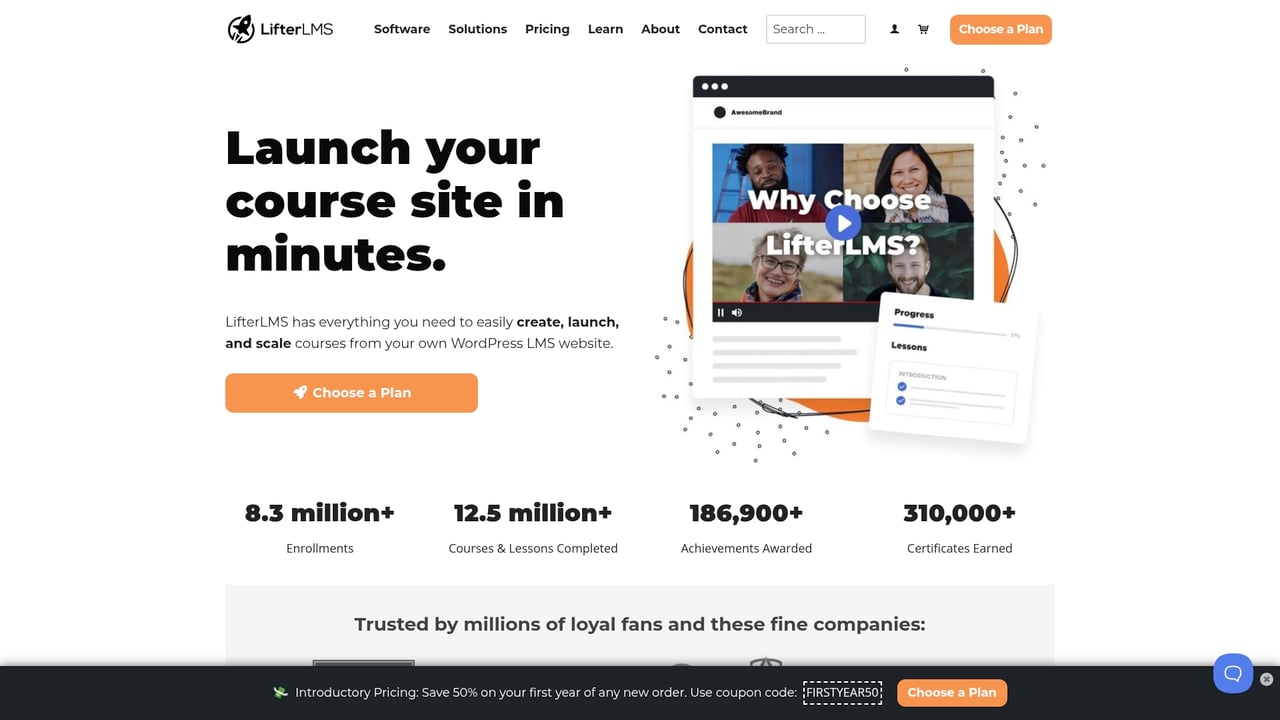 Screenshot of LifterLMS website