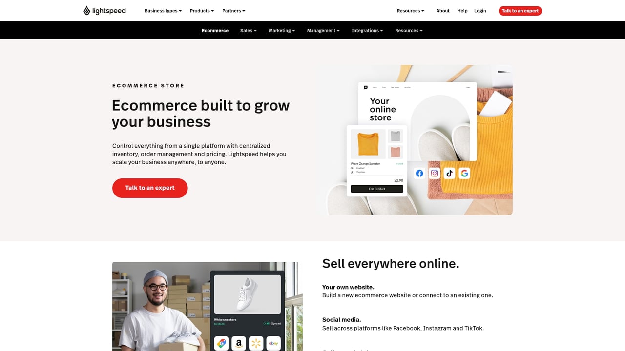 Screenshot of Lightspeed eCom website