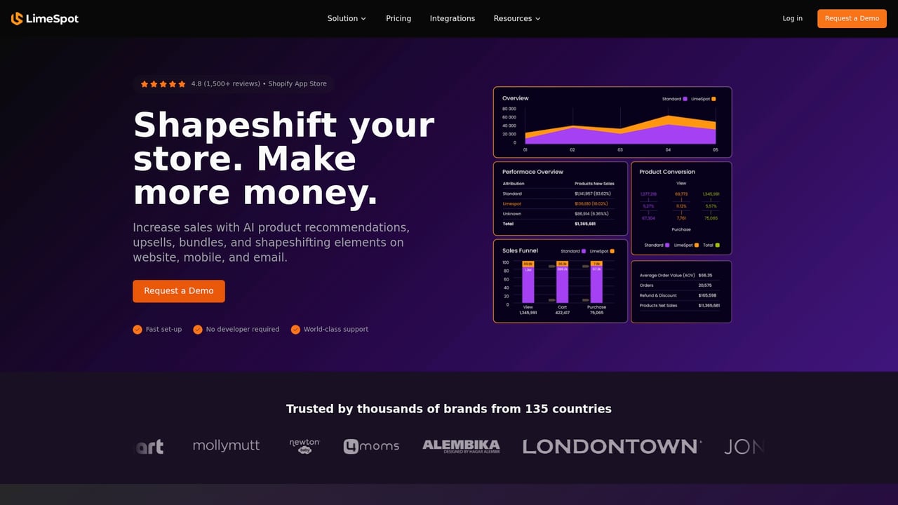 Screenshot of LimeSpot website