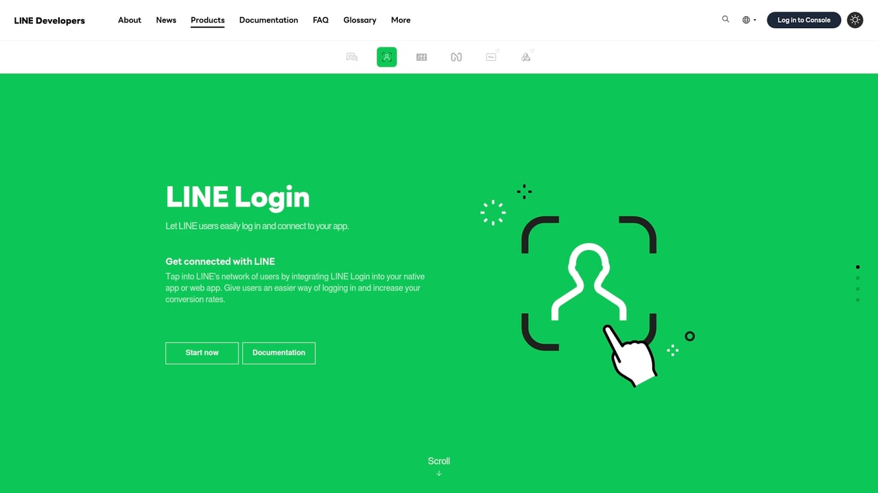Screenshot of LINE Login website