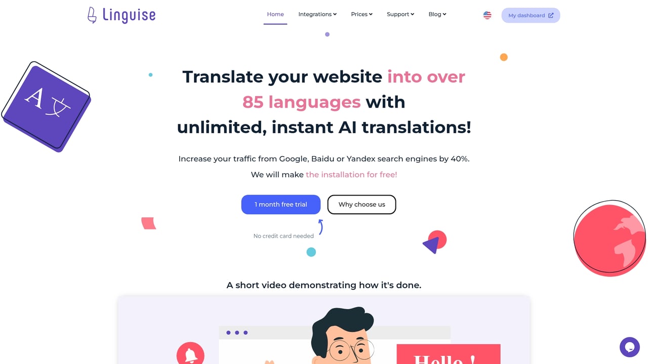 Screenshot of Linguise website