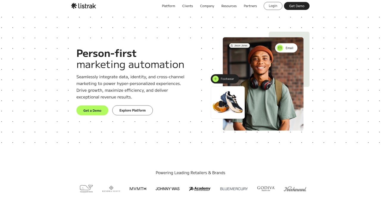Screenshot of Listrak website