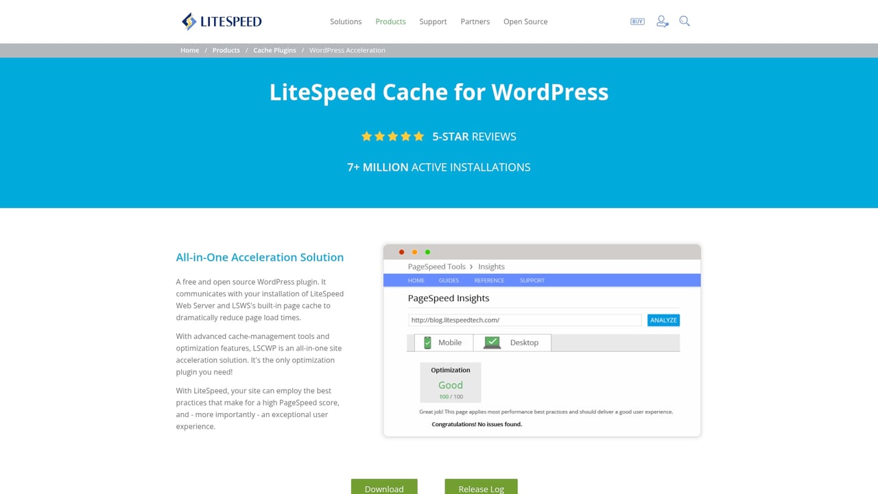Screenshot of LiteSpeed Cache website