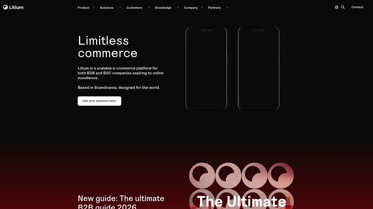 Screenshot of Litium website