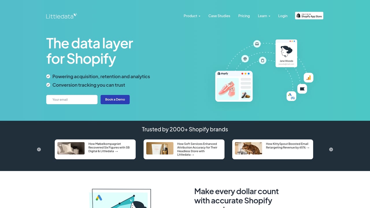 Screenshot of Littledata website