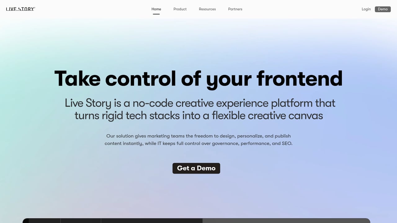 Screenshot of Live Story website
