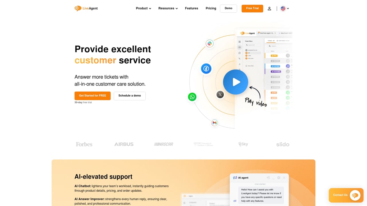 Screenshot of LiveAgent website