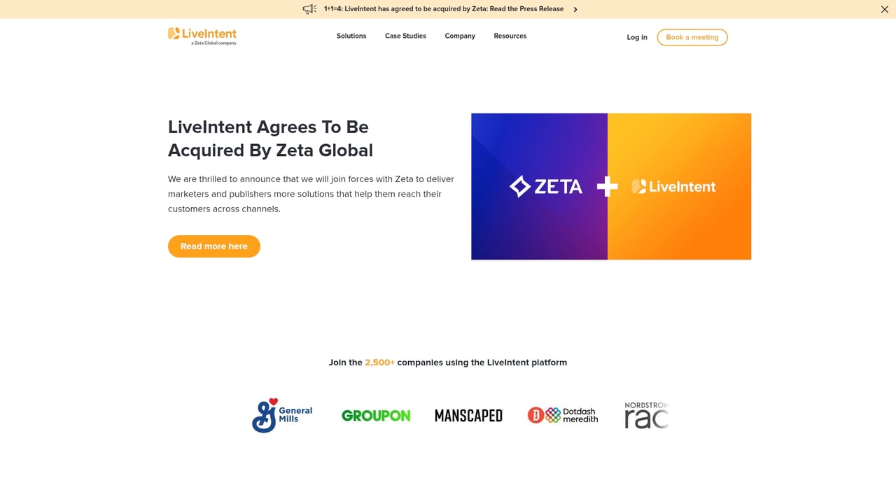 Screenshot of LiveIntent website