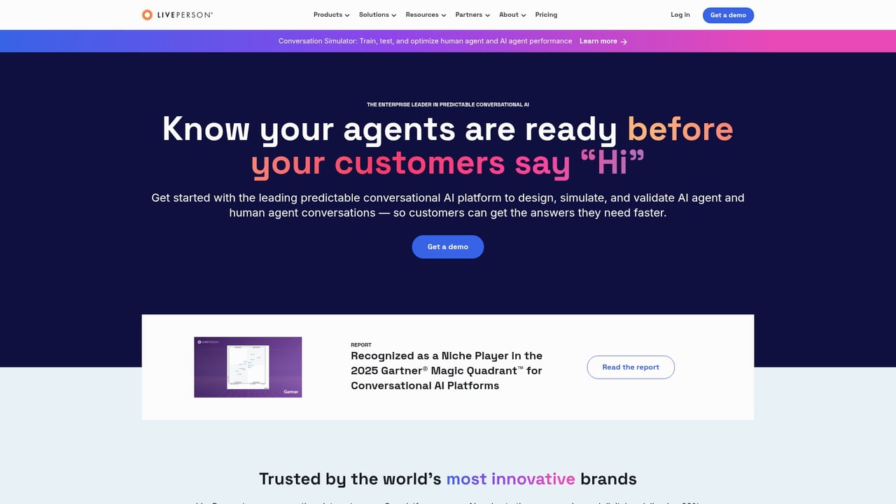 Screenshot of LivePerson website
