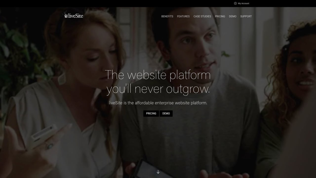 Screenshot of LiveSite website