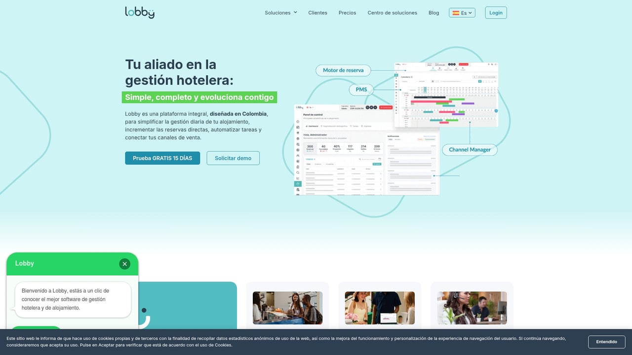 Screenshot of LobbyPMS website