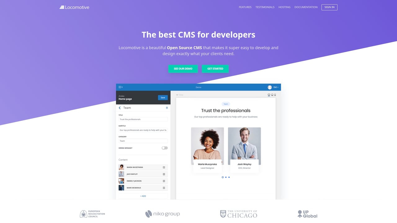 Screenshot of LocomotiveCMS website