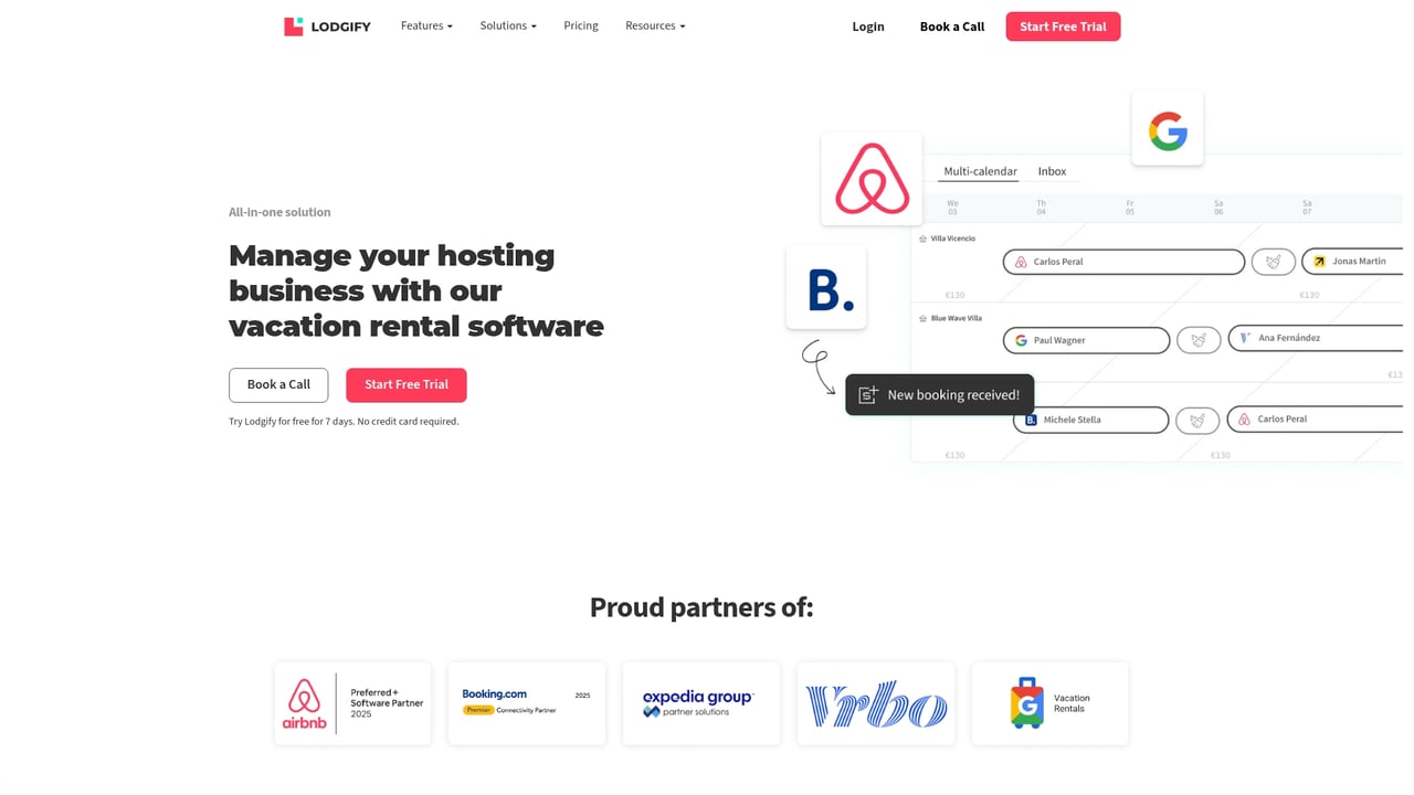 Screenshot of Lodgify website