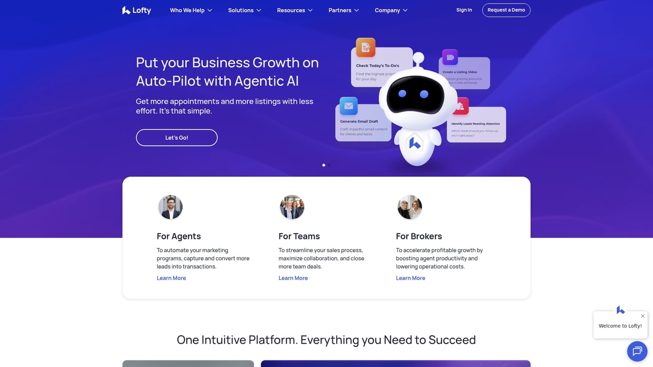 Screenshot of Lofty website